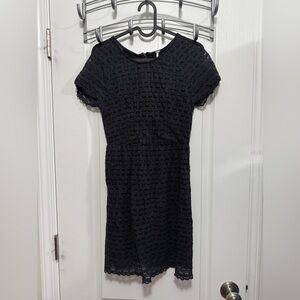 Free People Black Lace Overlay Mini Sheath Dress womens 2 skater boho whimsygoth